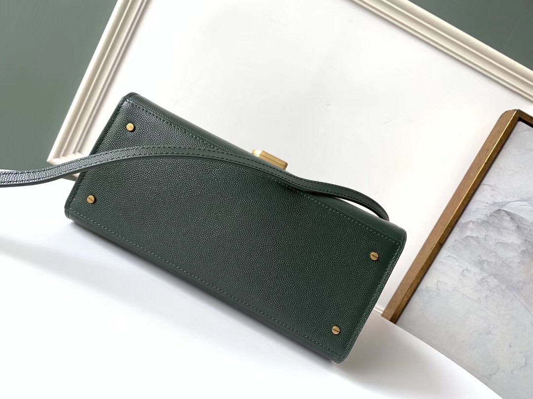 Sa**t Lau*nt cassandra medium bag in dark green grained leather