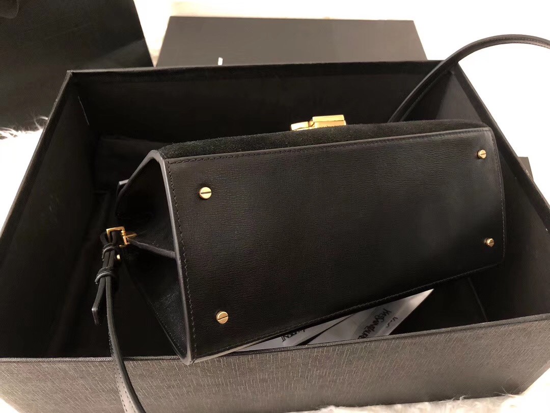 Sa**t Lau*nt cassandra medium bag in black suede