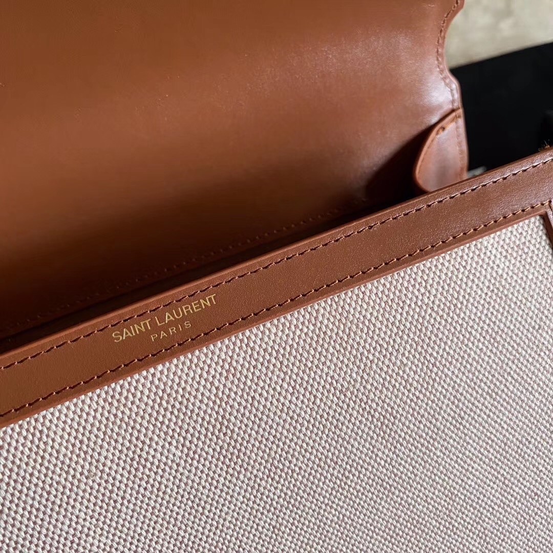Sa**t Lau*nt cassandra medium bag in beige canvas