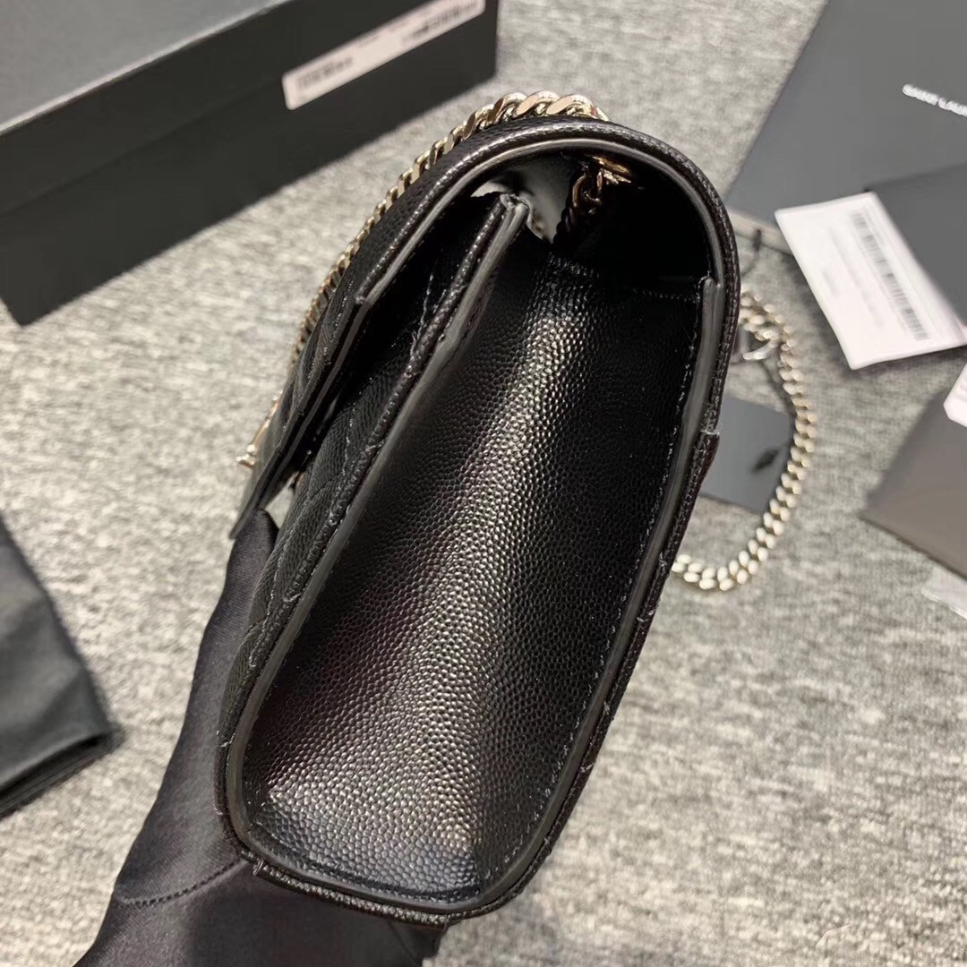 Sa**t Lau*nt small envelope bag in noir grained leather