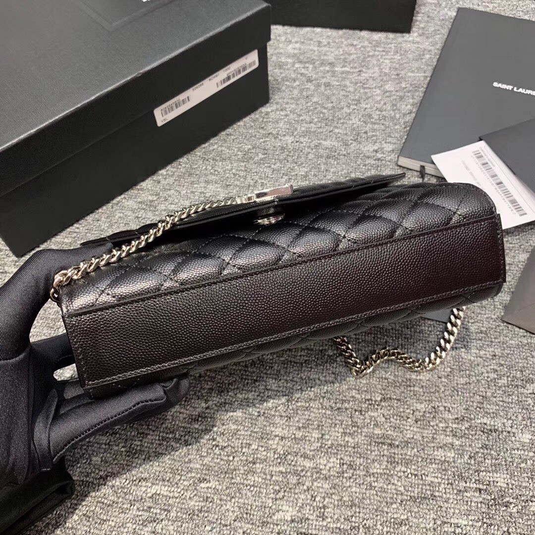 Sa**t Lau*nt small envelope bag in noir grained leather