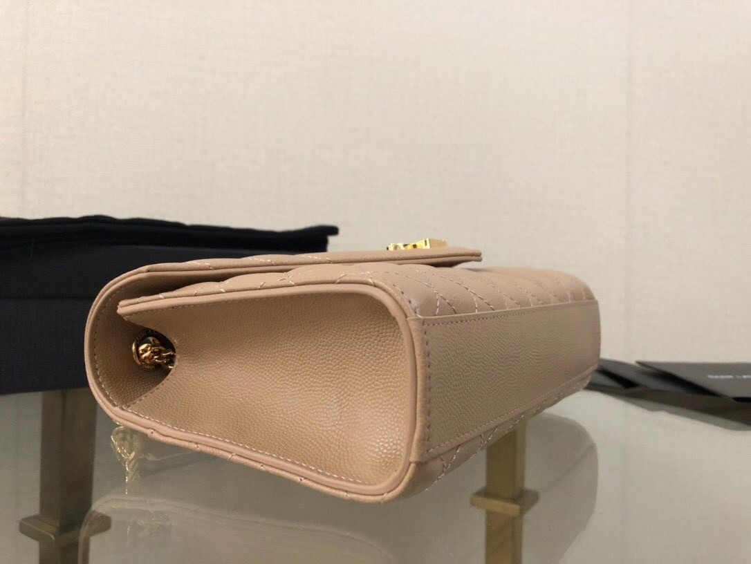 Sa**t Lau*nt small envelope bag in beige grained leather