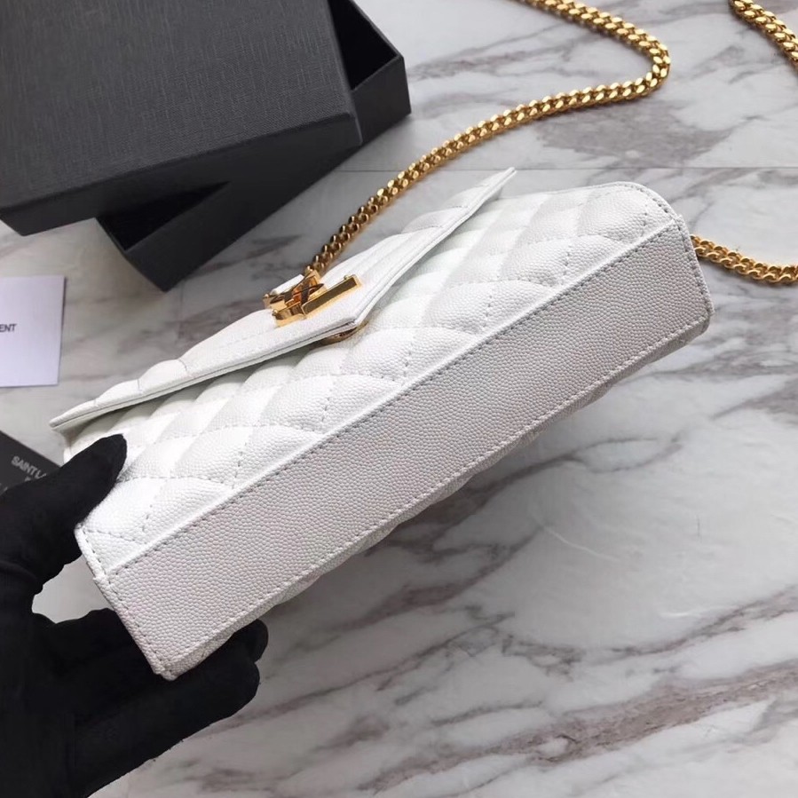 Sa**t Lau*nt small envelope bag in white grained leather