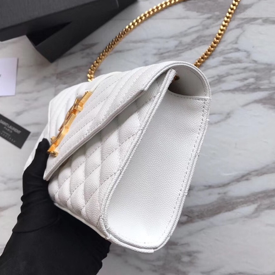 Sa**t Lau*nt small envelope bag in white grained leather