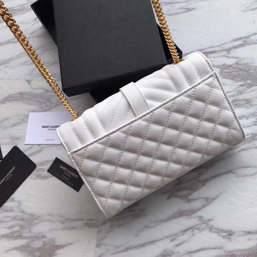 Sa**t Lau*nt small envelope bag in white grained leather
