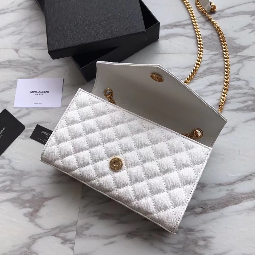 Sa**t Lau*nt small envelope bag in white grained leather