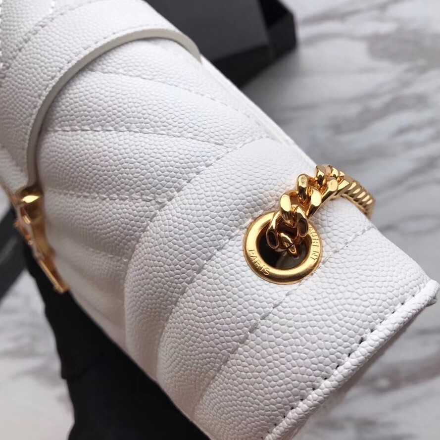 Sa**t Lau*nt small envelope bag in white grained leather