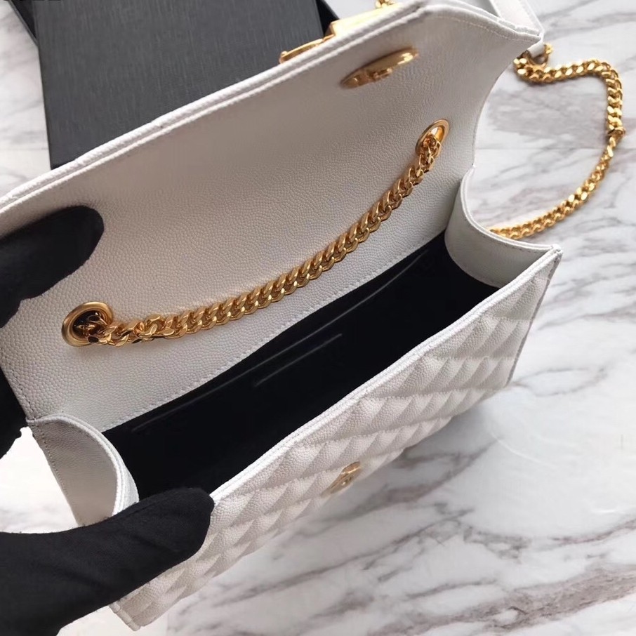 Sa**t Lau*nt small envelope bag in white grained leather