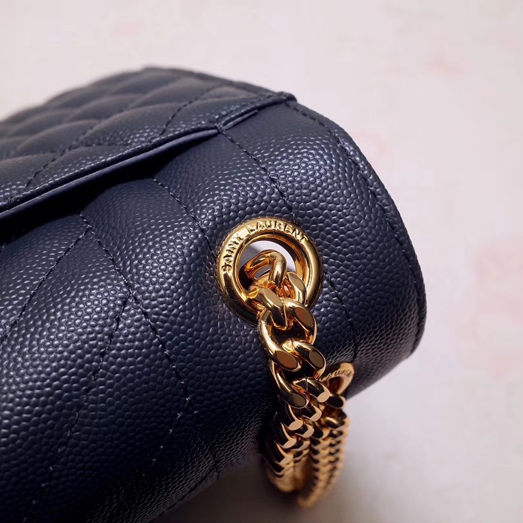 Sa**t Lau*nt medium envelope bag in navy blue grained leather