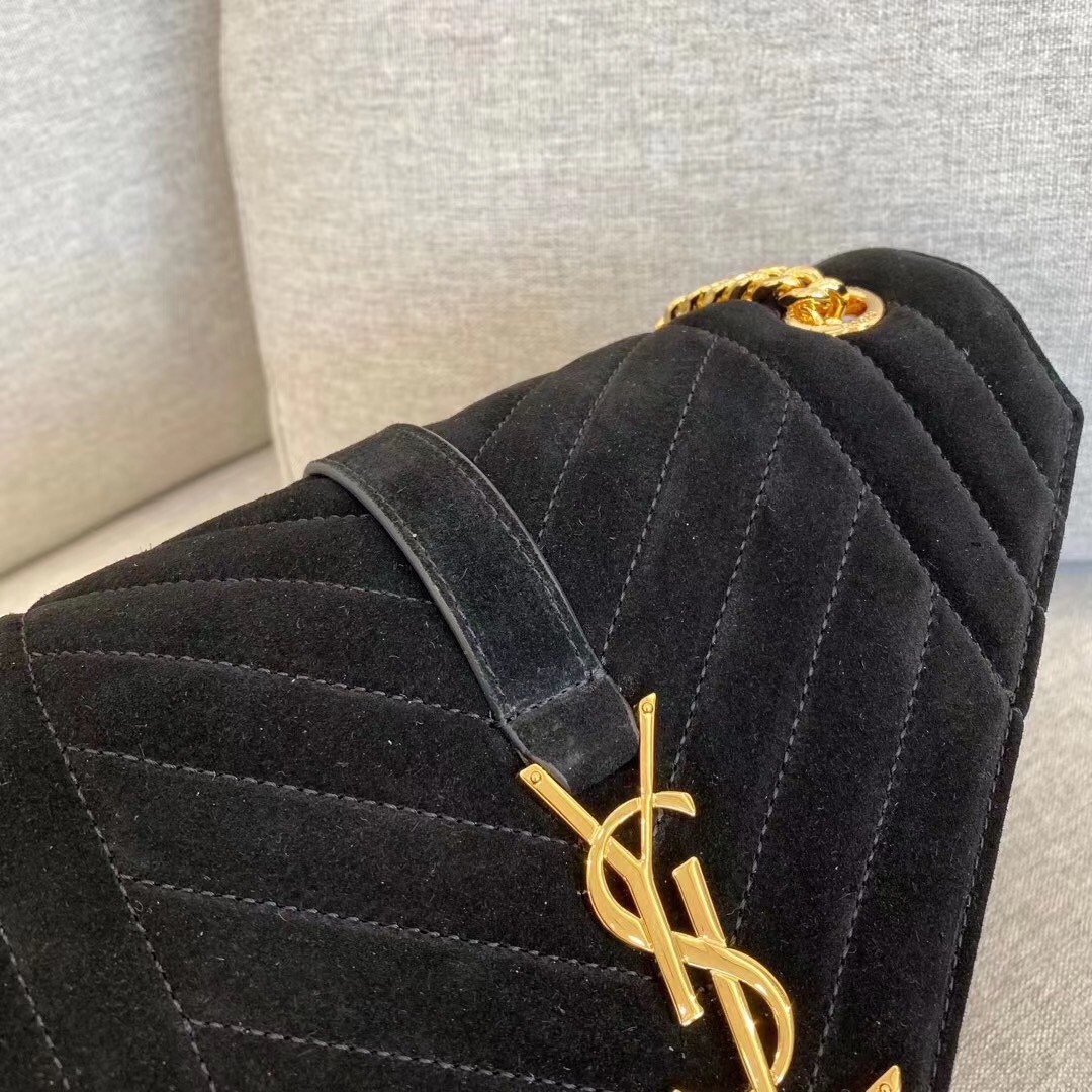 Sa**t Lau*nt medium envelope bag in black suede