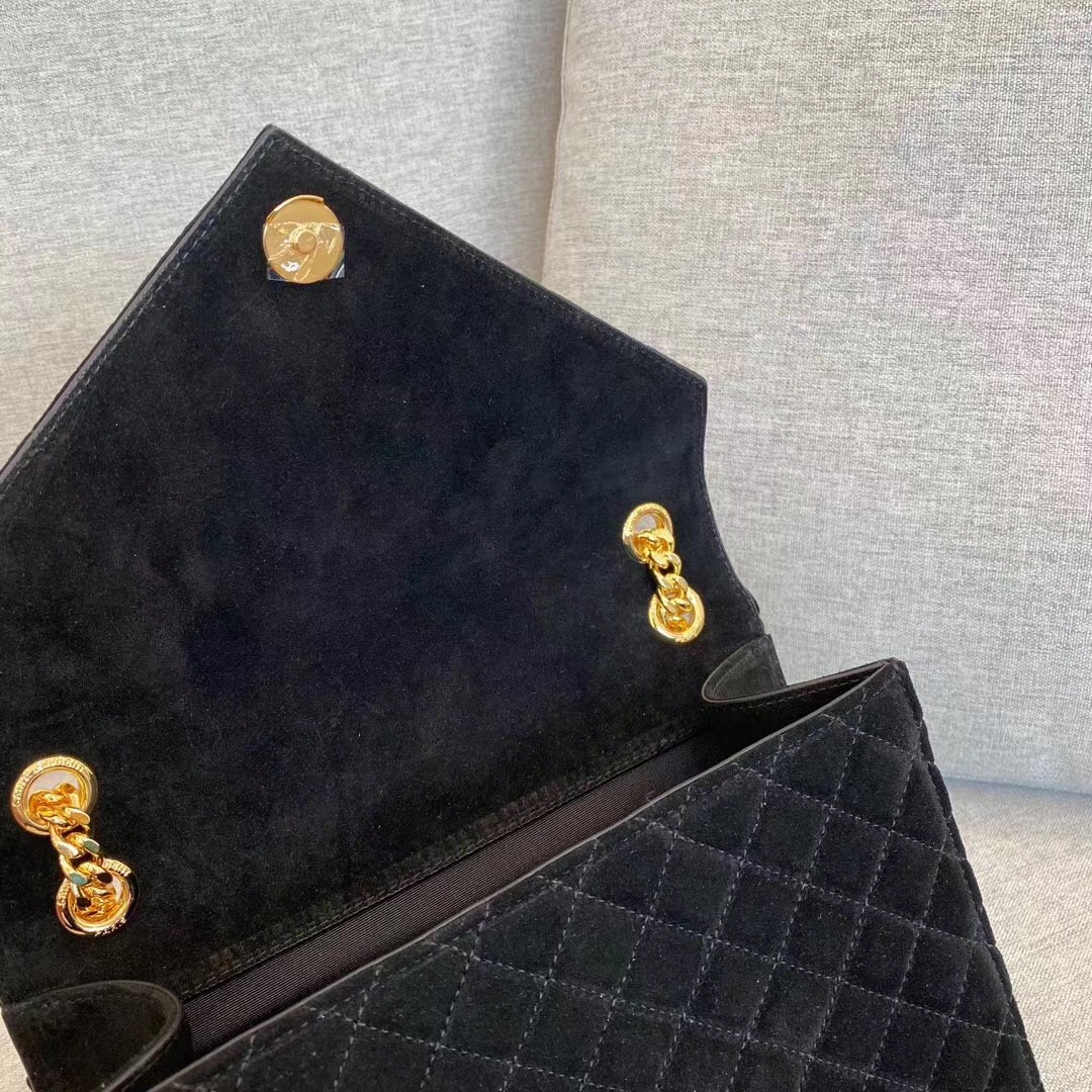 Sa**t Lau*nt medium envelope bag in black suede
