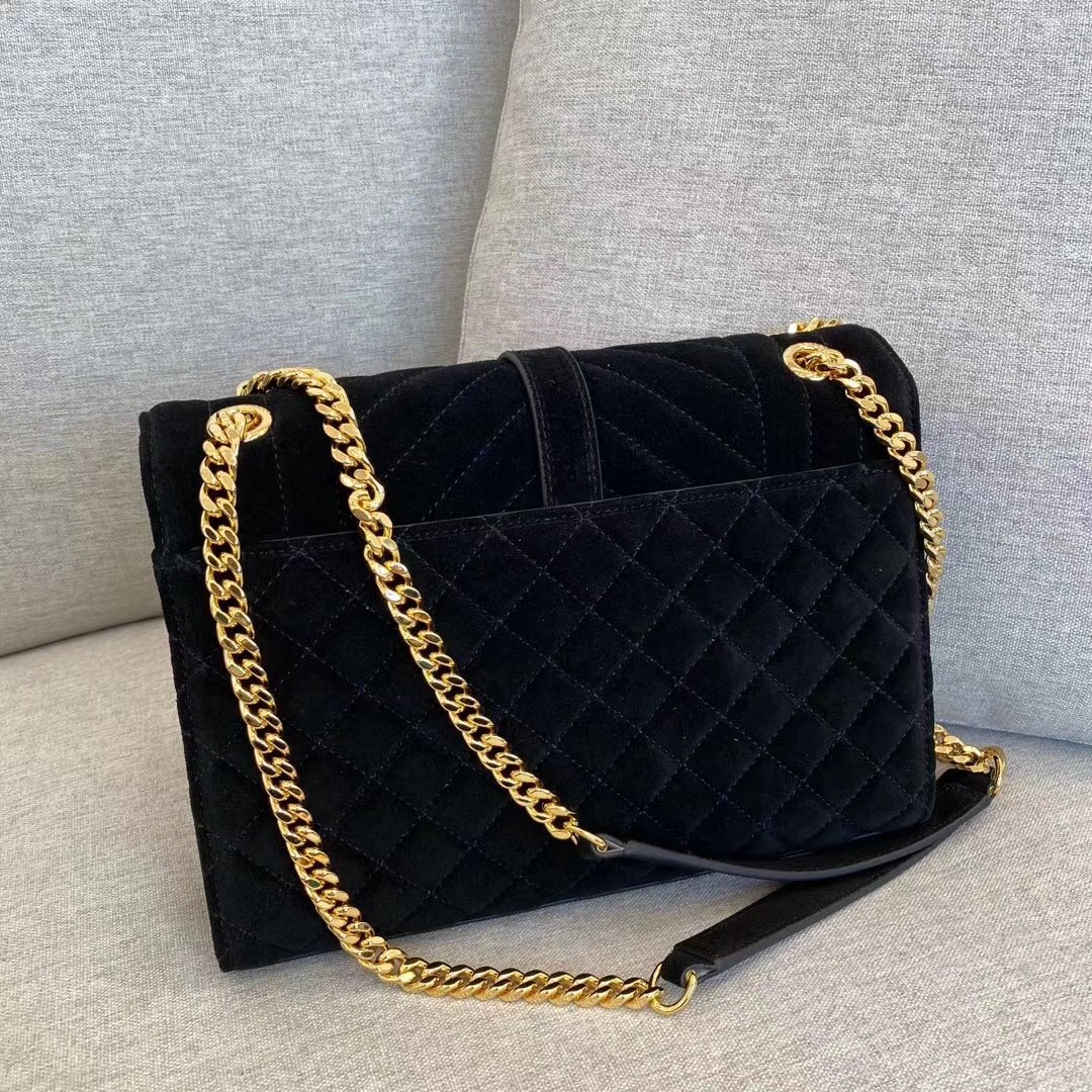 Sa**t Lau*nt medium envelope bag in black suede