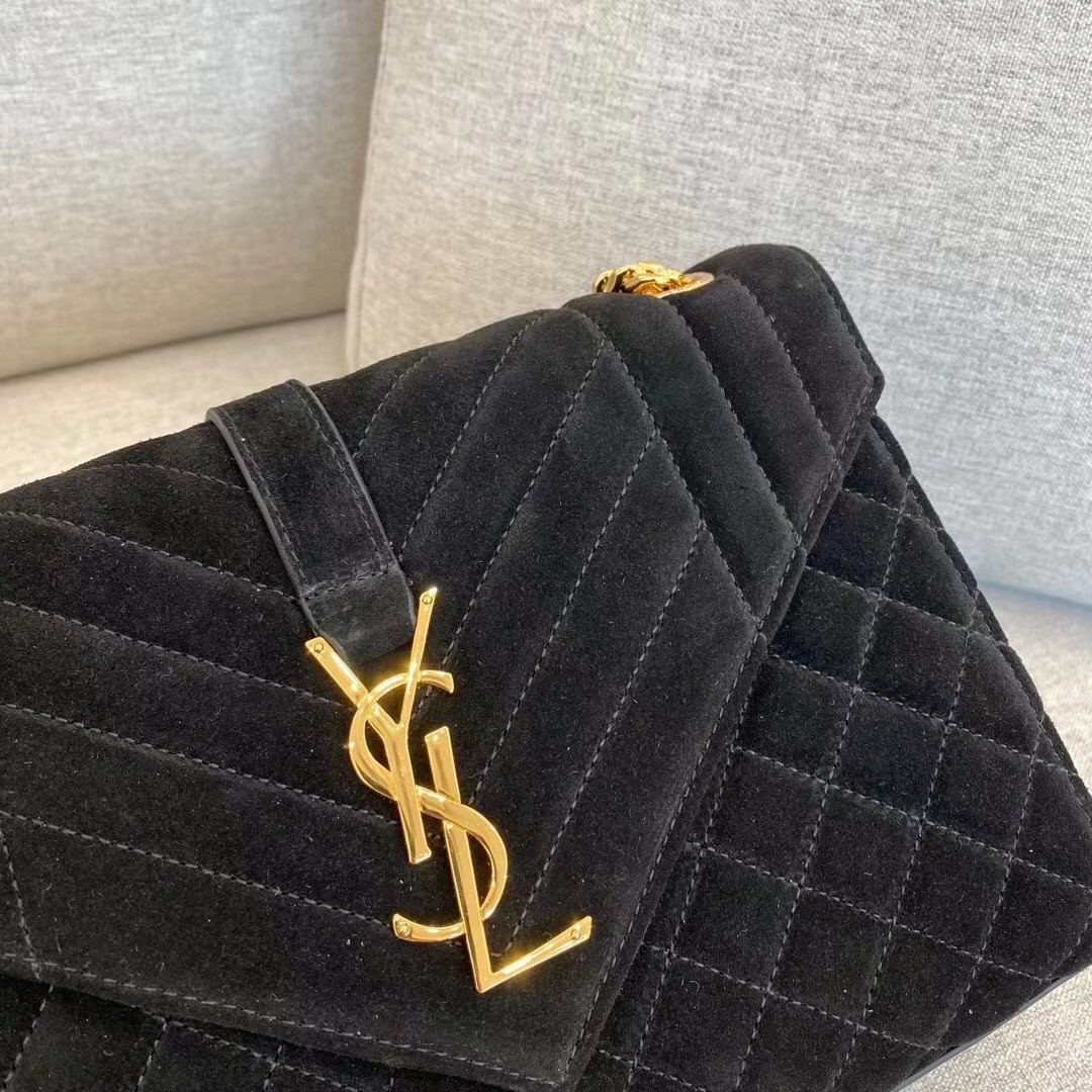 Sa**t Lau*nt medium envelope bag in black suede