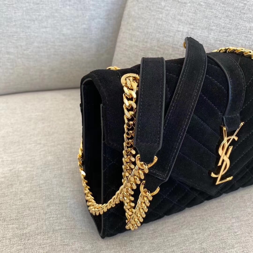 Sa**t Lau*nt medium envelope bag in black suede