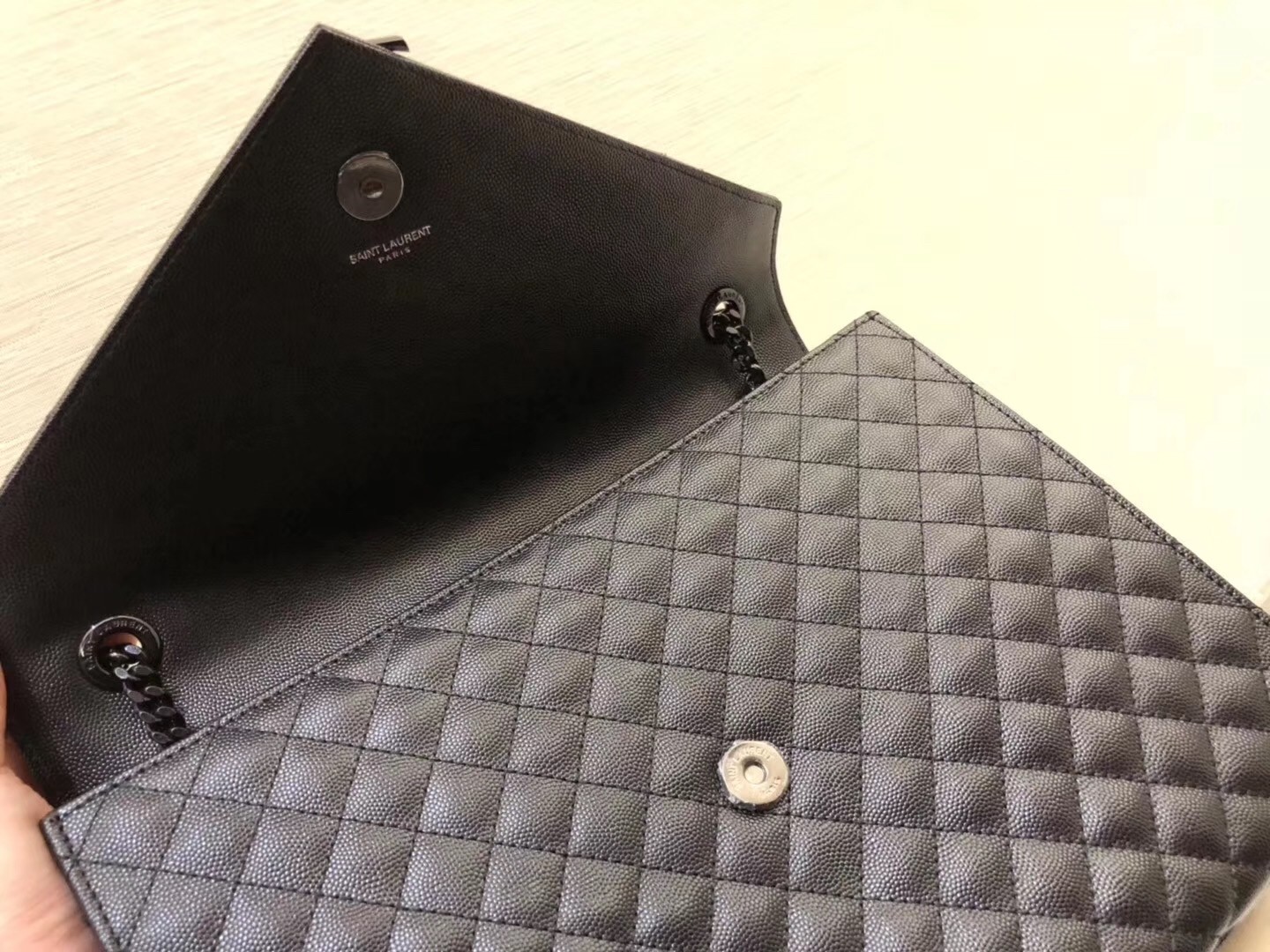 Sa**t Lau*nt large envelope all black bag