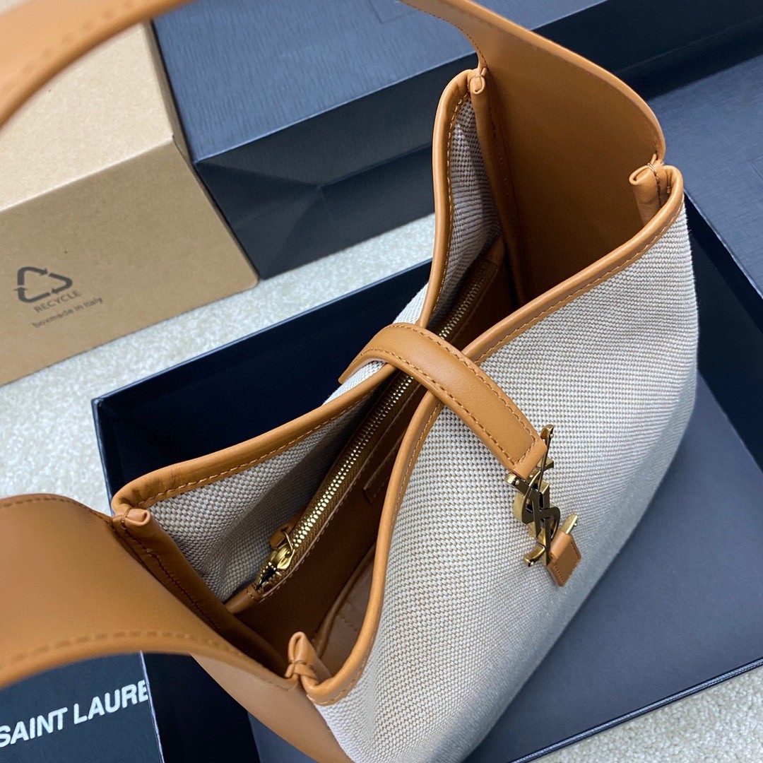 Sa**t Lau*nt le 5 À 7 small shoulder bag in canvas and leather