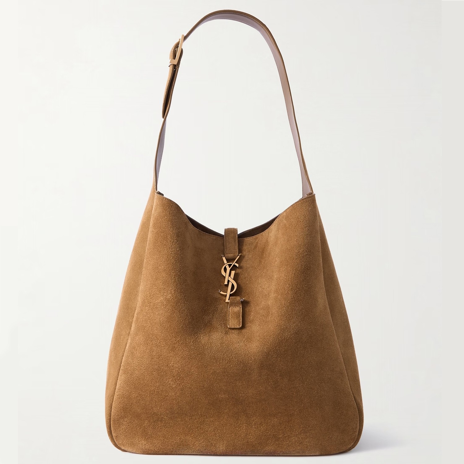 Sa**t Lau*nt le 5 À 7 s*pple large hobo bag in brown suede leather