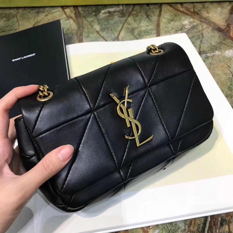 Sa**t Lau*nt small jamie bag in black patchwork lambskin