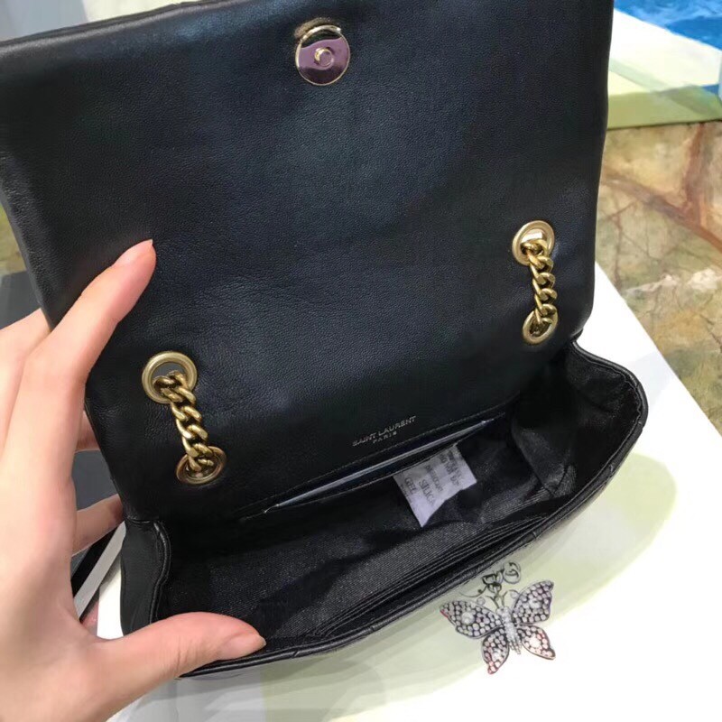Sa**t Lau*nt small jamie bag in black patchwork lambskin