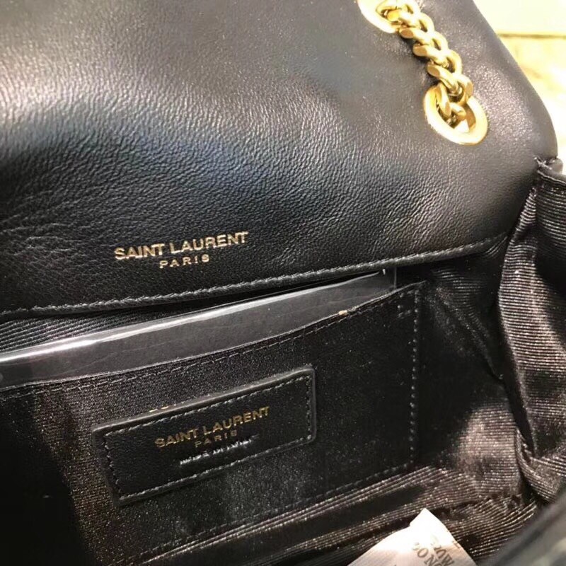 Sa**t Lau*nt small jamie bag in black patchwork lambskin