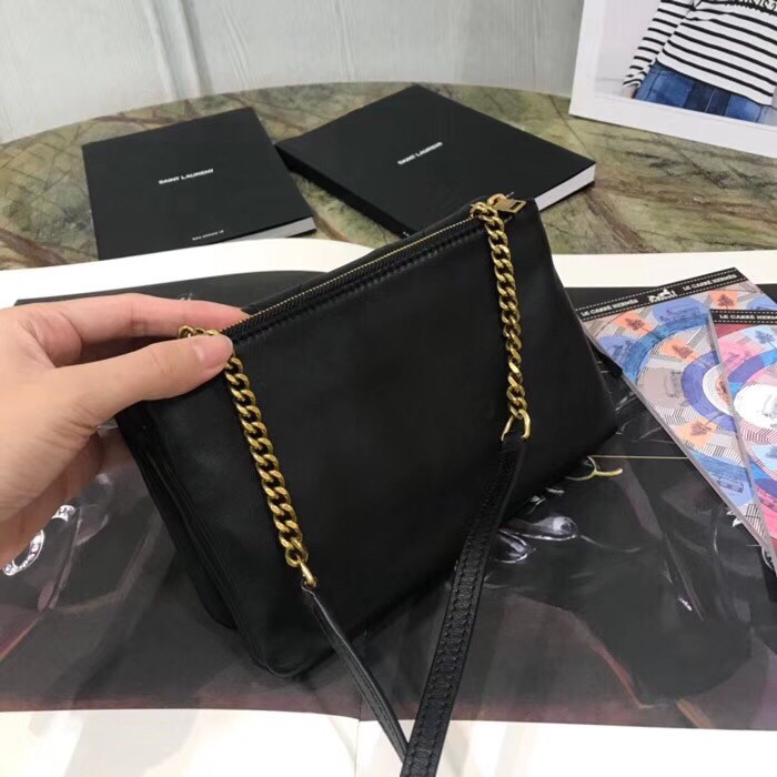 Sa**t Lau*nt jamie chain wallet in black patchwork lambskin