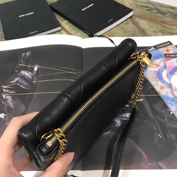 Sa**t Lau*nt jamie chain wallet in black patchwork lambskin