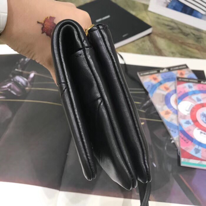 Sa**t Lau*nt jamie chain wallet in black patchwork lambskin