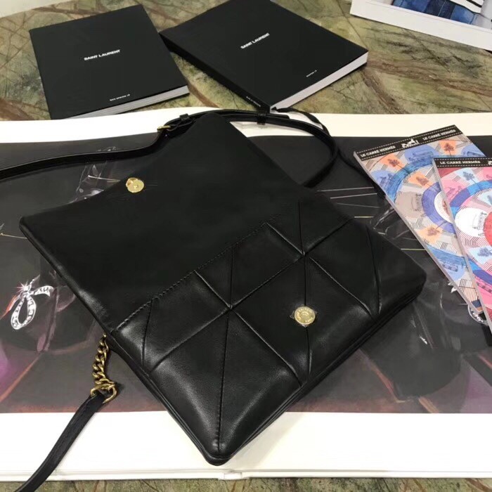 Sa**t Lau*nt jamie chain wallet in black patchwork lambskin