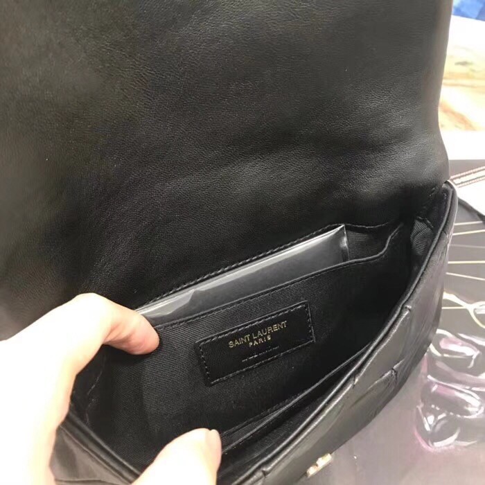 Sa**t Lau*nt jamie chain wallet in black patchwork lambskin