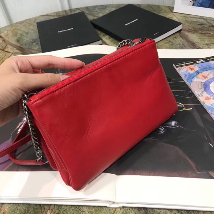 Sa**t Lau*nt jamie chain wallet in red patchwork lambskin