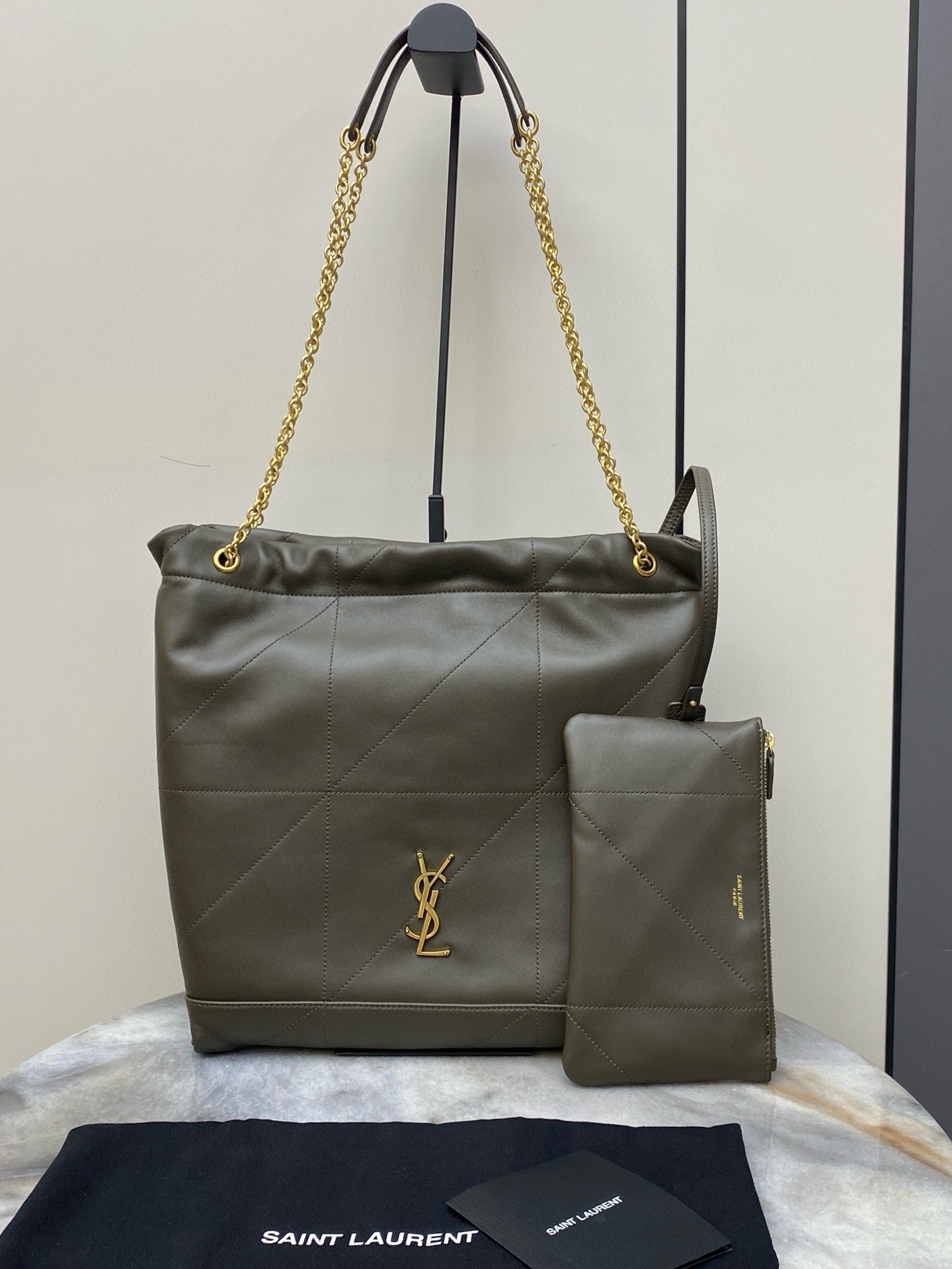 Sa**t Lau*nt jamie 4.3 pochon bag in khaki green lambskin