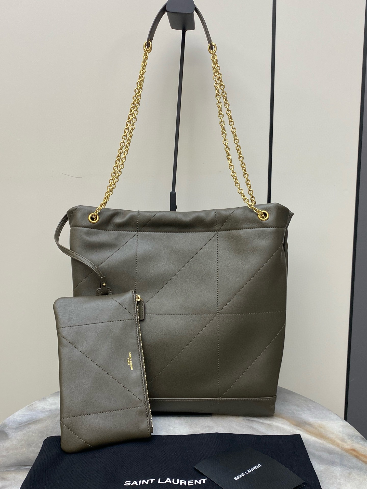 Sa**t Lau*nt jamie 4.3 pochon bag in khaki green lambskin