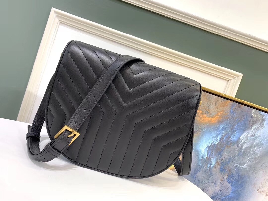 Sa**t Lau*nt joan satchel bag in black quilted leather