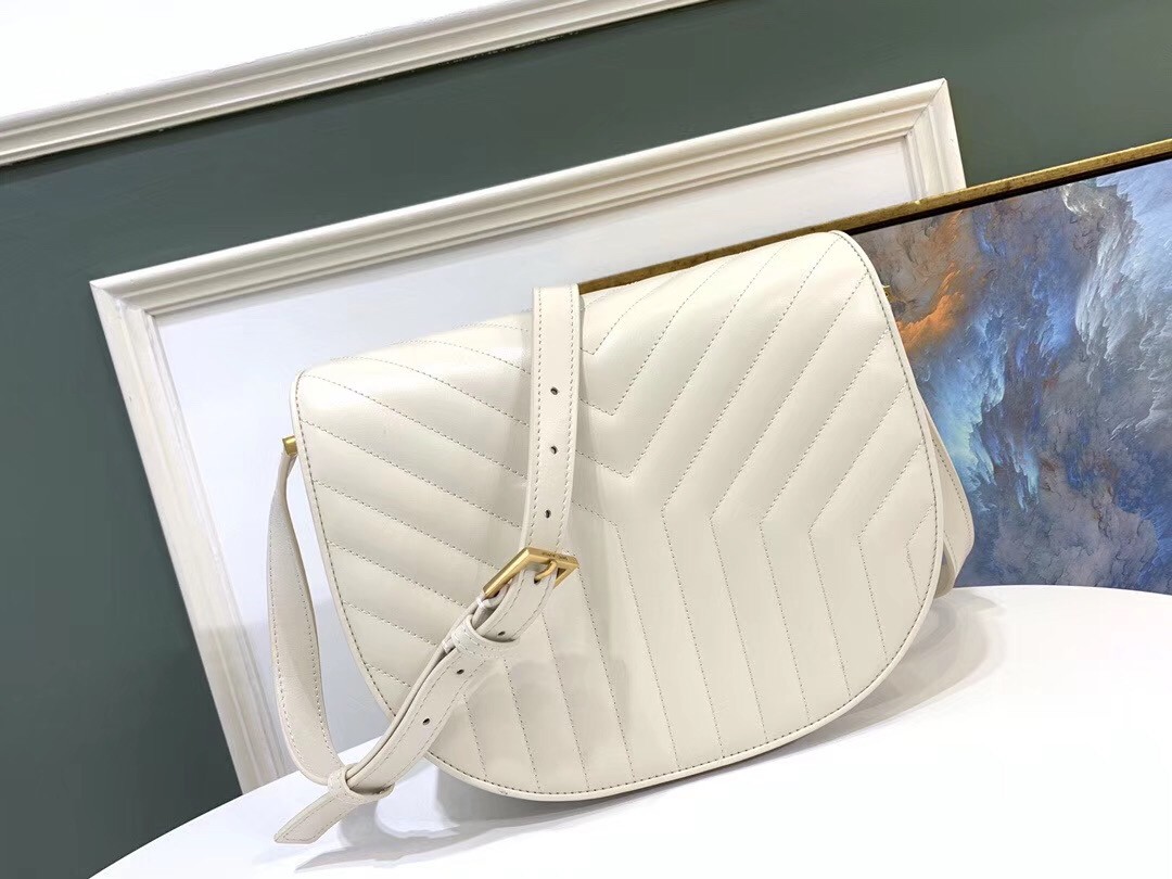 Sa**t Lau*nt joan satchel bag in white quilted leather