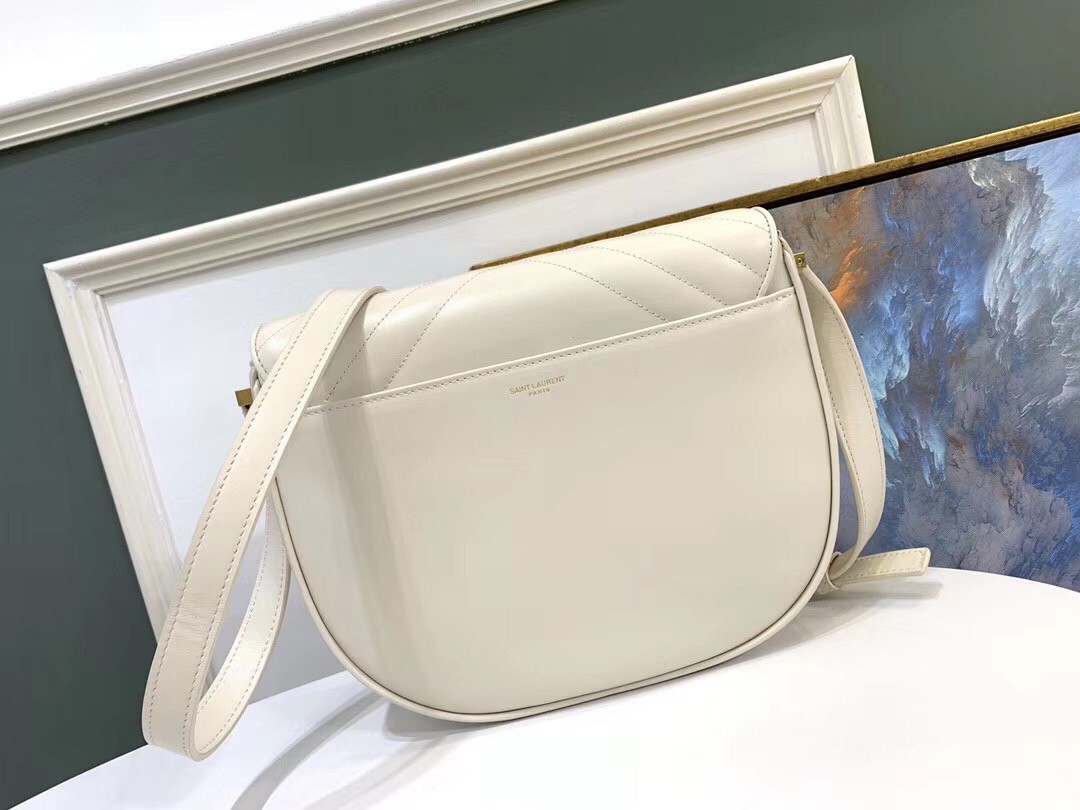 Sa**t Lau*nt joan satchel bag in white quilted leather