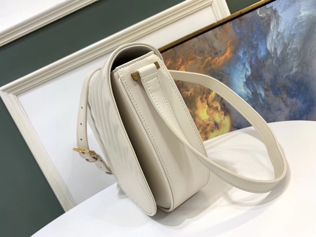 Sa**t Lau*nt joan satchel bag in white quilted leather