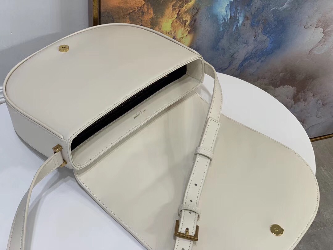 Sa**t Lau*nt joan satchel bag in white quilted leather