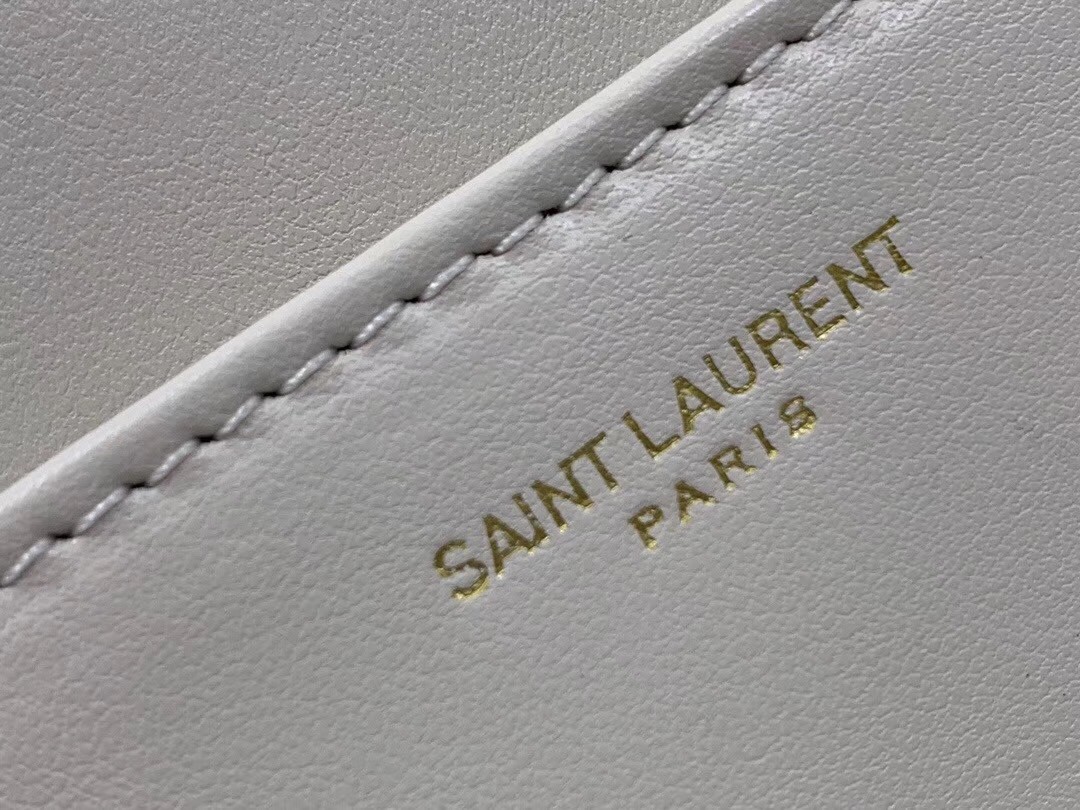 Sa**t Lau*nt joan satchel bag in white quilted leather