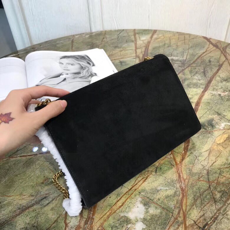 Sa**t Lau*nt medium kate bag in black suede and studs