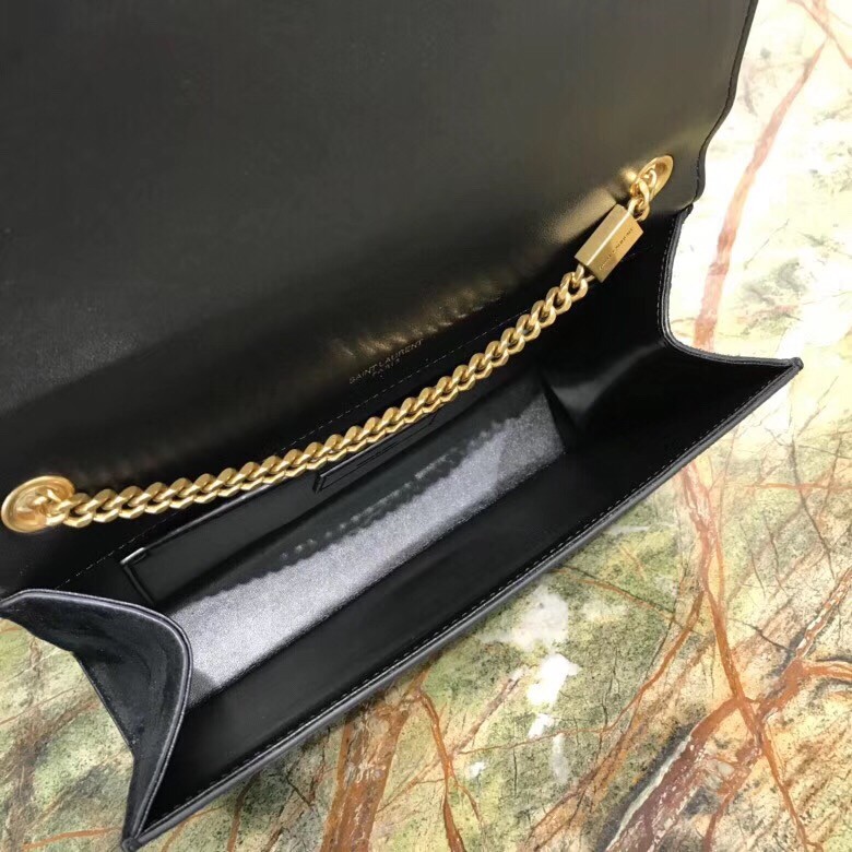 Sa**t Lau*nt medium kate bag in black suede and studs