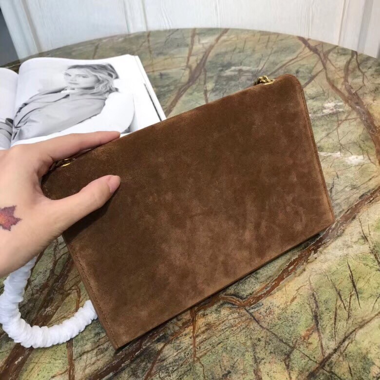 Sa**t Lau*nt medium kate tassel bag in brown suede and studs