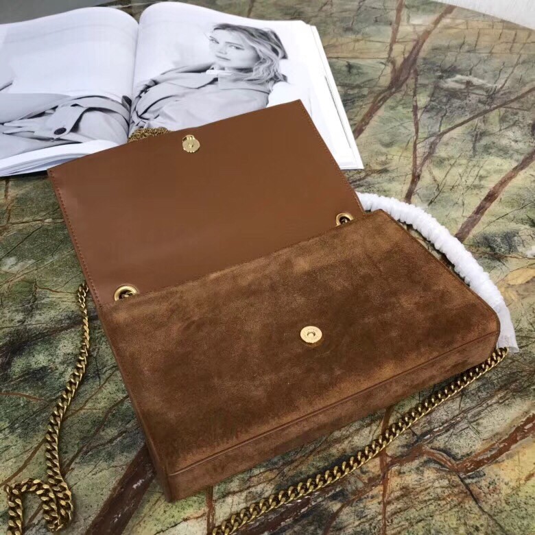 Sa**t Lau*nt medium kate tassel bag in brown suede and studs