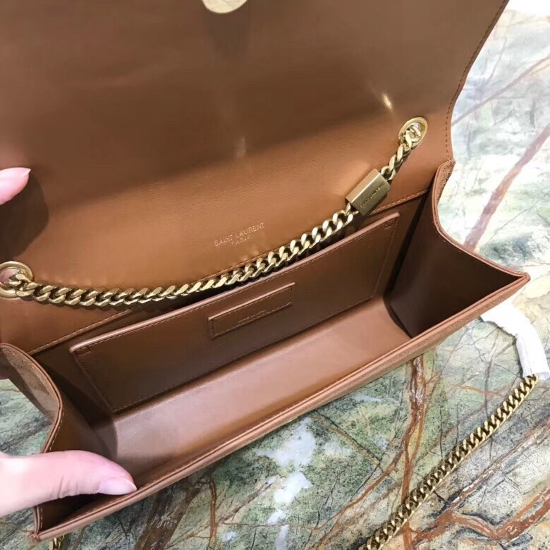Sa**t Lau*nt medium kate tassel bag in brown suede and studs