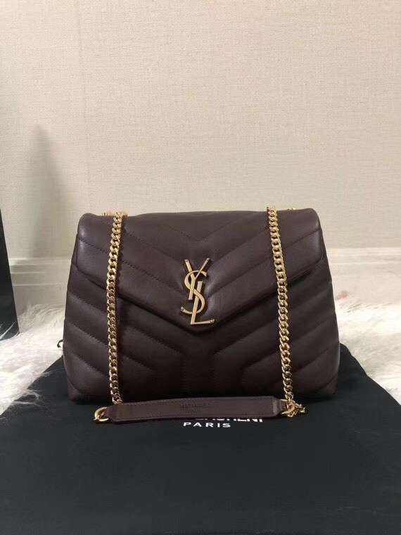 Sa**t Lau*nt loulou small bag in bordeaux matelasse leather