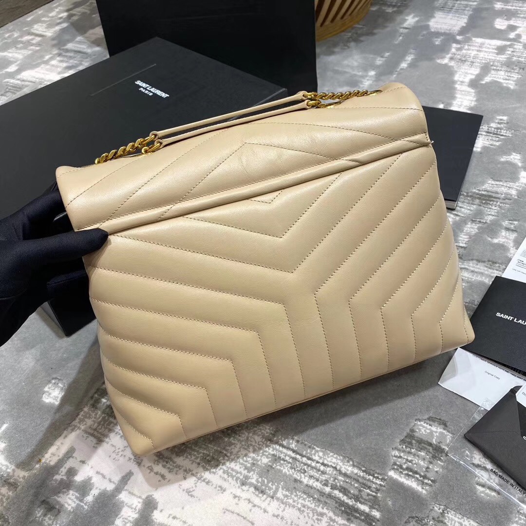 Sa**t Lau*nt loulou medium bag in powder matelasse leather