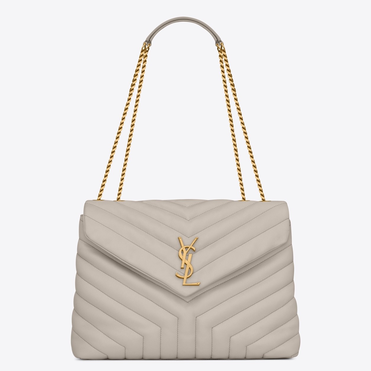 Sa**t Lau*nt loulou medium bag in white matelasse leather