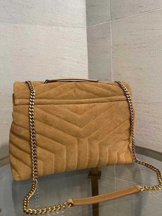 Sa**t Lau*nt loulou medium bag in brown suede leather