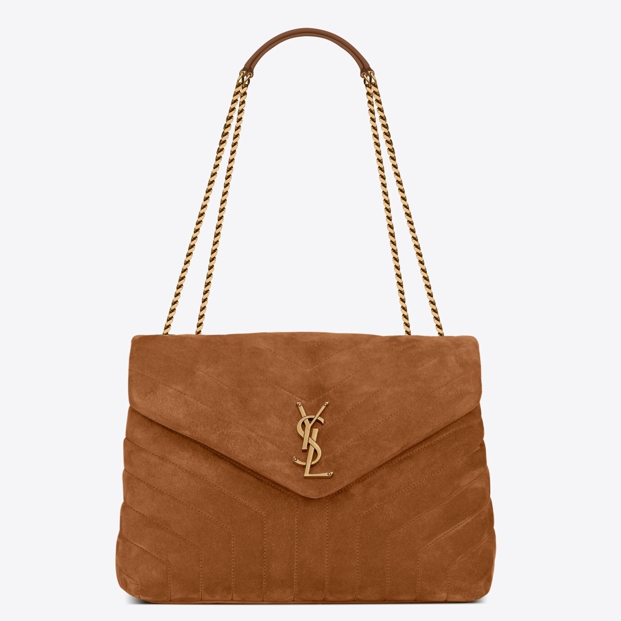 Sa**t Lau*nt loulou medium bag in brown suede leather