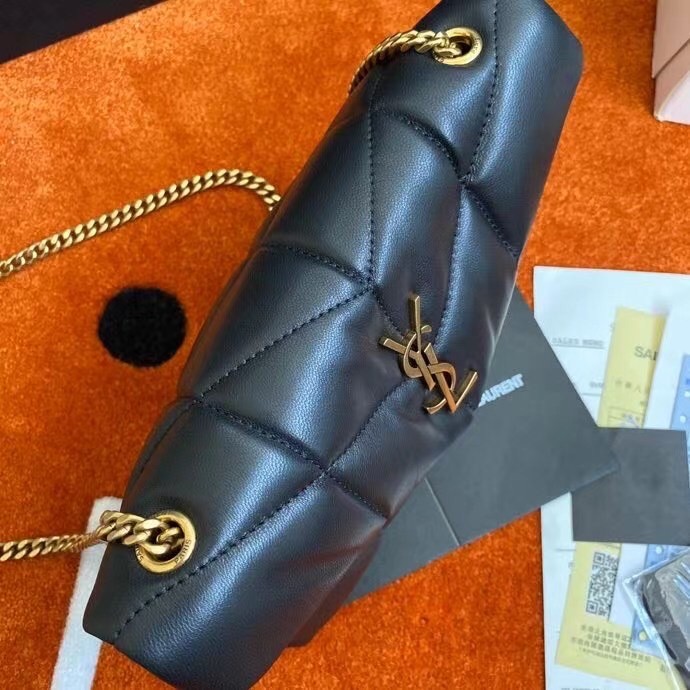 Sa**t Lau*nt puffer toy bag in black lambskin