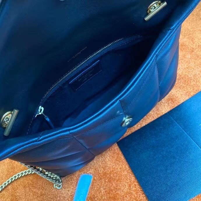 Sa**t Lau*nt puffer toy bag in black lambskin